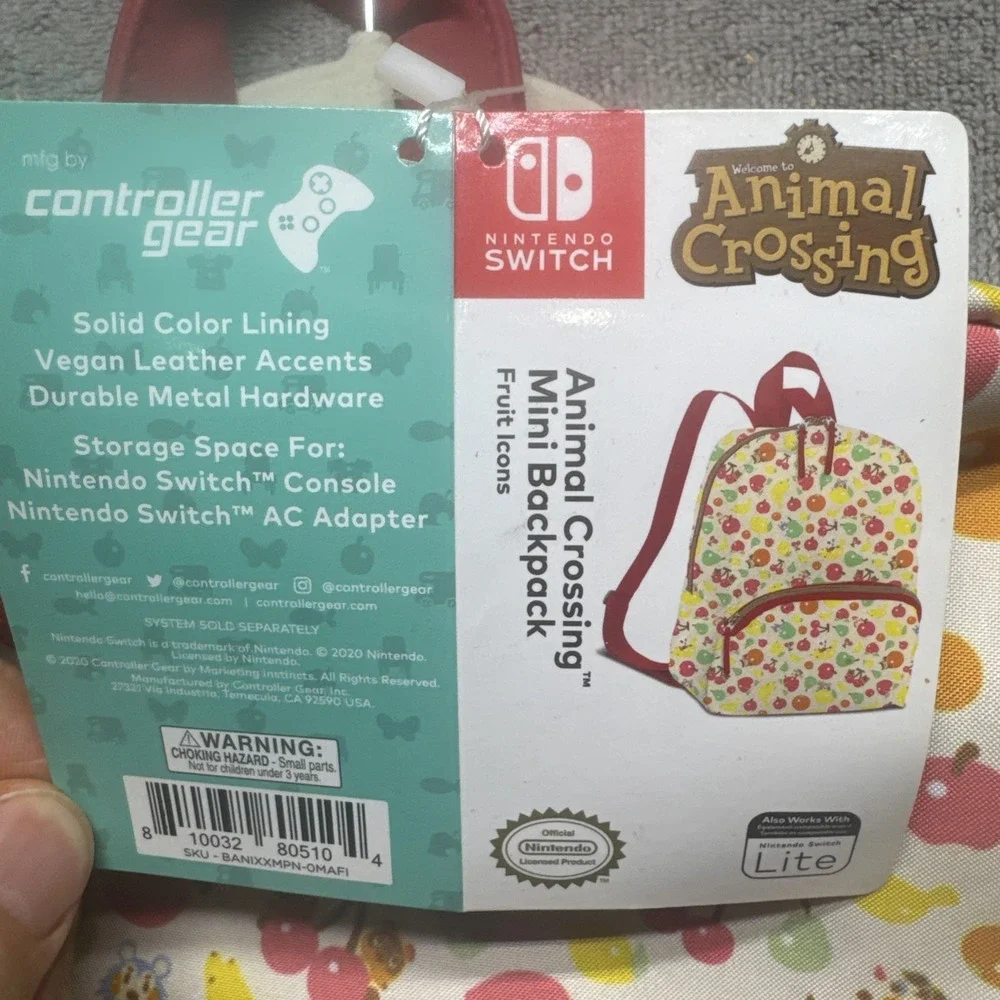 Nintendo Switch Animal Crossing Mini Backpack Fruit Icons Travel Case Video Game
